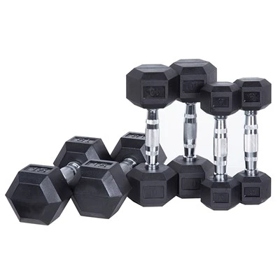 Rubber Coated Hex Dumbbell Set
